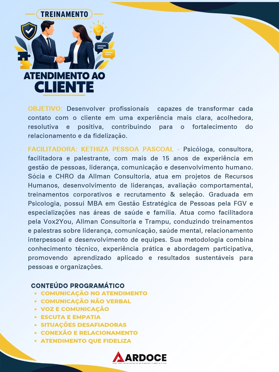 Atendimento ao Cliente — conteúdo programático